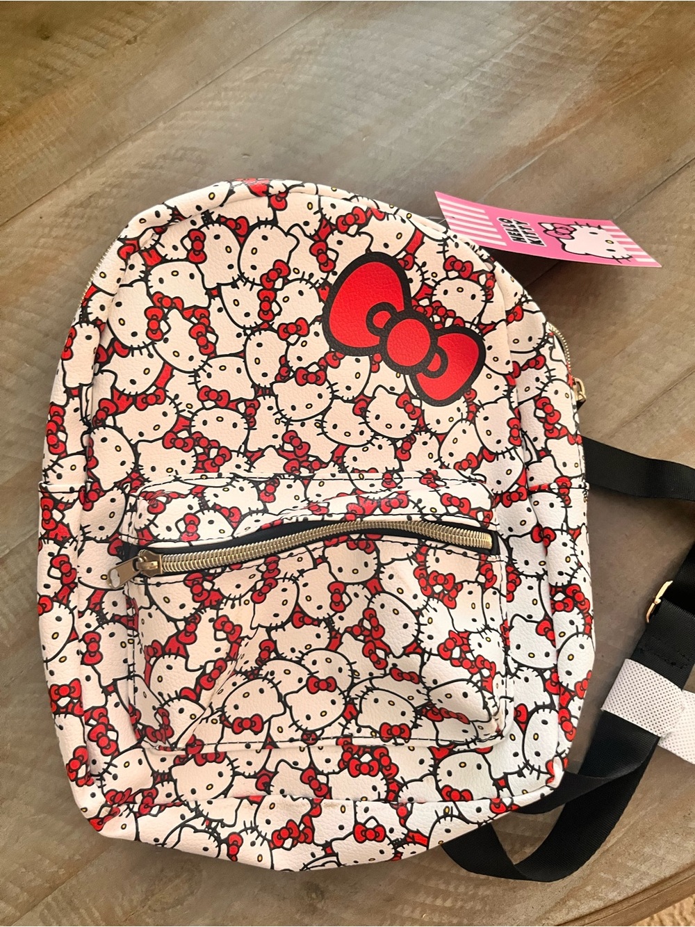 Hello Kitty Mini Backpack in White and Red Bow Print